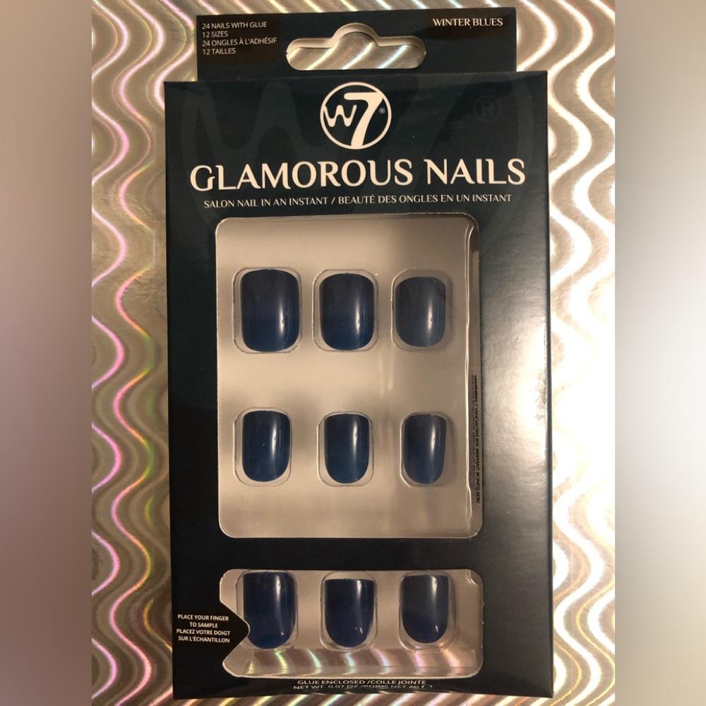 W7 Glamorous Nails “24 False Nails” in Winter Blues (New!)